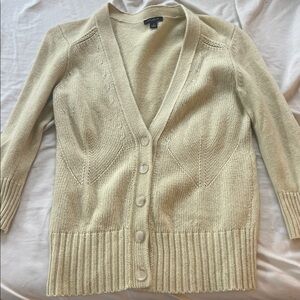 Ann Taylor Yellow Green Three Quarter Sleeve Cardigan